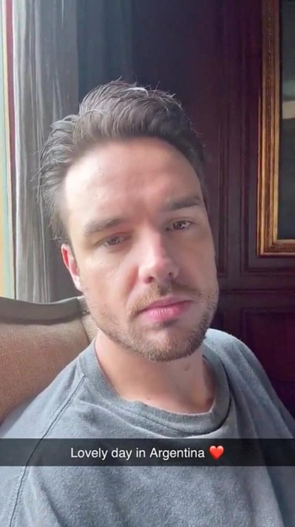 A social media selfie video shows former One Direction singer Liam Payne speaking in Sarmiento, Buenos Aires province, Argentina.