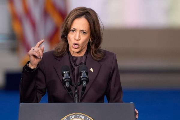 Vice President Kamala Harris delivers a co<em></em>ncession speech for the 2024 presidential election on the campus of Howard University in Washington, Wednesday, Nov. 6, 2024.